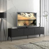 Woodn Love Etna Premium Metal Ayaklı Dolaplı 160 Cm Tv Ünitesi - Wood Siyah / Siyah - 2