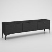 Woodn Love Etna Premium Metal Ayaklı Dolaplı 160 Cm Tv Ünitesi - Wood Siyah / Siyah - 7