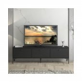 Woodn Love Etna Premium Metal Ayaklı Dolaplı 160 Cm Tv Ünitesi - Wood Siyah / Siyah - 8