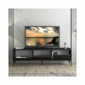 Woodn Love Etna Premium Metal Ayaklı Dolaplı 160 Cm Tv Ünitesi - Wood Siyah / Siyah - 9