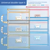1. Sınıf Fermuarlı Kitap Dosya Çantası - 6 Paket - İş için İki Katmanlı Kalınlaştırılmış - 1