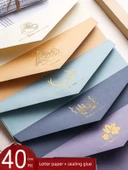 Edebi Çift Zarf Mektup Kağıdı Seti - 10 Paket Retro Sistem 20 Yaprak Kırtasiye - 2