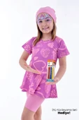 Kalp Desenli Mor Kız Çocuk Boneli Mayo Takımı thumbnail 3