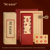 Retro Tarzı Mektup Yazım Kağıdı ve Zarf Seti - Rahat [5 Zarf + 5 Yazım Kağıdı + 6 Mühürleme Stickerı + 1 Kenevir İpi] 1 Paket - 1