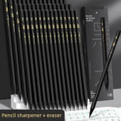 Siyah Ahşap Kurşun Kalem HB - Günlük Set 30 (Kalemtraş + 2B Silgi) thumbnail 2