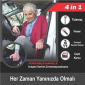 Sunup SN-26713 Araç İniş Destek Kolu Cam Kırıcı Fener Emniyet Kemeri Kesici Çok Fonksiyonlu - 2