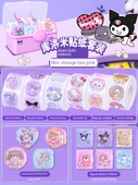 Çocuklar için Karikatür Çıkartma Seti - Sanrio Çıkartma Takımı [Siyah Altın Versiyonu]-Mini Depolama Kutusu Pembe thumbnail 1