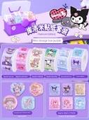 Çocuklar için Karikatür Çıkartma Seti - Sanrio Çıkartma Takımı [Platin Versiyonu]-Mini Depolama Kutusu Mor thumbnail 1
