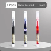 0.5mm Sıvı Mürekkep Rulon Kalem Seti - 3 Karışık 1 Siyah + 1 Mavi + 1 Kırmızı - 1