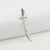 Hz Ali Zülfikar Kılıcı Tasarımlı Yeşil Beyaz Taşlı 925 Ayar Gümüş Kolye Ucu thumbnail 1