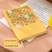 A5 Haftalık Planlayıcı - Limon Sarısı - Çiçekli - 1