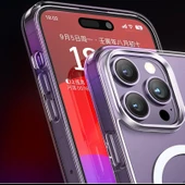 İPhone 14 Pro Max için Kılıf Kamera Korumalı Magsafe Wireless Şarj Özellikli Şeffaf Kılıf - 2