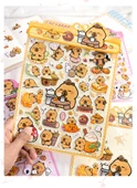 Kapibara Karikatür Sevimli Çıkartmalar 3D Su Geçirmez Dekoratif Çıkartmalar - Kappi Bala Köpük Yapıştırıcı/Tam Set 4+10 Set Gradyan 10 Set Şeffaf Yapışkan Kart - 10