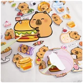 Kapibara Karikatür Sevimli Çıkartmalar 3D Su Geçirmez Dekoratif Çıkartmalar - Kappi Bala Köpük Yapıştırıcı/Tam Set 4+10 Set Gradyan 10 Set Şeffaf Yapışkan Kart - 6