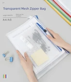 A4 Kalın Şeffaf Dosya Çantası - Karışık Renk 50'li Paket - 6