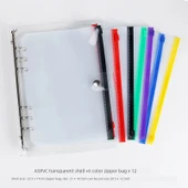 A5 A6 Gevşek Yaprak Spiral Defter Fermuarlı Çanta - A5 Şeffaf Kılıf 6 Renk Fermuarlı 12 Adet - 1