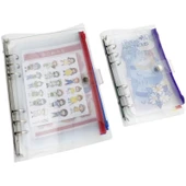 A5 A6 Gevşek Yaprak Spiral Defter Fermuarlı Çanta - A5 Şeffaf Kılıf Beyaz Fermuarlı 12 Adet - 6