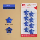 Manyetik Beşgen Yıldız Çıkartmalar - 4cm Stereo Mavi (8 adet/kart) - 1