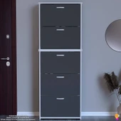 Modilayn VERVE Antre 72x194x26 cm’ lik 5 Düşer Kapak 10 Göz Bölmeli Ayakkabılık thumbnail 3