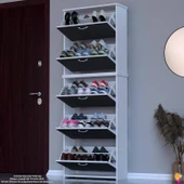 Modilayn VERVE Antre 72x194x26 cm’ lik 5 Düşer Kapak 10 Göz Bölmeli Ayakkabılık thumbnail 1