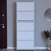 Modilayn VERVE Antre 72 x194x 26 cm’ lik 5 Düşer Kapak 10 Göz Bölmeli Ayakkabılık - 3