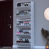 Modilayn VERVE Antre 72 x194x 26 cm’ lik 5 Düşer Kapak 10 Göz Bölmeli Ayakkabılık - 1