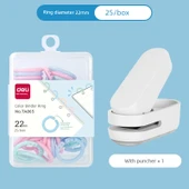 Delikli Sırt Kırtasiye Halkası - Plastik Karışık 22mm - 25 Adet - Beyaz - 1