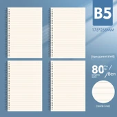 B5 Büyük Kalın Çizgili Defter - 3 Adet - 80 Yaprak - 160 Sayfa - 1