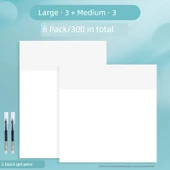 Şeffaf Yapışkan Notlar - Büyük 3 Paket + Orta 3 Paket (2 jel kalem) - 1
