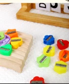 Küçük Boy Mini Kalemtraş - 100'lü Paket Rastgele Şekil Renk - 12