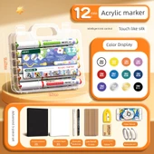 Akrilik Marker Kalem Seti - 12 Renk Doğrudan Sıvı 53 Parça Set Akıllı Mürekkep Kontrolü - 1