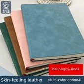 A5 Retro Deri İş Toplantısı Defteri - A5 Açık Gri [1 Paket] Kalınlaştırılmış 200 Sayfa - 10