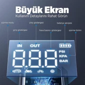 Ayt Utrai JS-9 12-24V Akü Şarj Powerbank Lastik Hava Kompresörü Şişirici Taşınabilir Dijital Kablosuz El Feneri Akü Takviye - 5