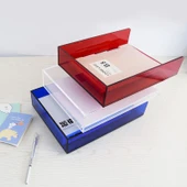 A4 Akrilik Dosya Tutucu - Şeffaf Kırmızı Dikey Kapaklı - 3