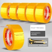 Şeffaf Paketleme Bandı 45mm x 100M - 5 Rulo ve 2 Açma Bıçağı (Model 2) - 1