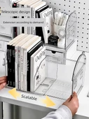 Çekilebilir Masaüstü Kitaplık - [6 Parça] Kitap Desteği + Yükseltilmiş Raf - 4
