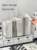 Çekilebilir Masaüstü Kitaplık - Şeffaf Kitap Desteği Depolama Kutusu - 3
