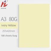 A3 Renkli Fotokopi Kağıdı - 80g - İvory Sarı - 100 Yaprak - 1
