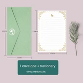 Minimalist Davetiye Kartı Şükran Zarf Seti - Yeşil Parlak (1 Zarf + 1 Mektup) - 1