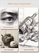 Sanat Silgi Kalemi - Ahşap Çubuk - Yumuşak Kömür Silgi - Beyaz Çubuk Silgi/1 (kalem kesici) - 5