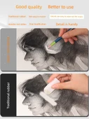 Sanat Silgi Kalemi - Ahşap Çubuk - Yumuşak Kömür Silgi - Beyaz Çubuk Silgi/1 (kalem kesici) - 3