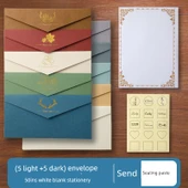 Minimalist Davetiye Kartı Şükran Zarf Seti - 5 Açık Renk 5 Koyu Renk + 50 Beyaz Boş Kağıt + Şeffaf Mühür - 1