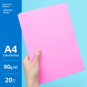 A4 Etiket Yazıcı Kağıdı - A4/20 Floresan Magenta Yapışkanlı Beyaz Torba - 1