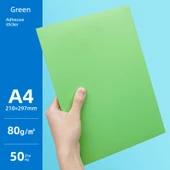 A4 Etiket Yazıcı Kağıdı - A4/50 Renkli Yapışkanlı Yeşil - 1