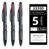 4 Renkli Dolma Kalem - 0.7mm - Siyah Mavi Kırmızı Yeşil - 5 Adet Siyah Kalem - 1