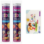APEXİS KİDS SAMBUCUS+C VİTAMİNİ+D3 ViTAMİNİ+ÇİNKO EFERVESAN TB 2 ADET(HEDİYE 10 ADET ÇOCUK MASKE) - 1