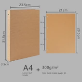 A4 4 Delik Kahverengi Paket Kağıdı Sert Kapak Albüm +30 Sığır Kartı İç Sayfa - 1