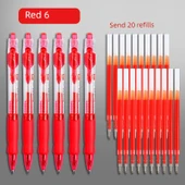 Jel Kalem 0.5mm Kırmızı Mürekkep - 6 Kalem 20 Yedek - 1