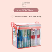Toz Geçirmez Şeffaf Okul Kitap Saklama Organizatörü - Pembe Büyük (A4) - 1