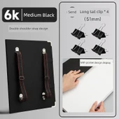 Su Geçirmez 6K Eskiz Defteri - Orta Siyah +4 Uzun Kuyruk Klipsi - 1